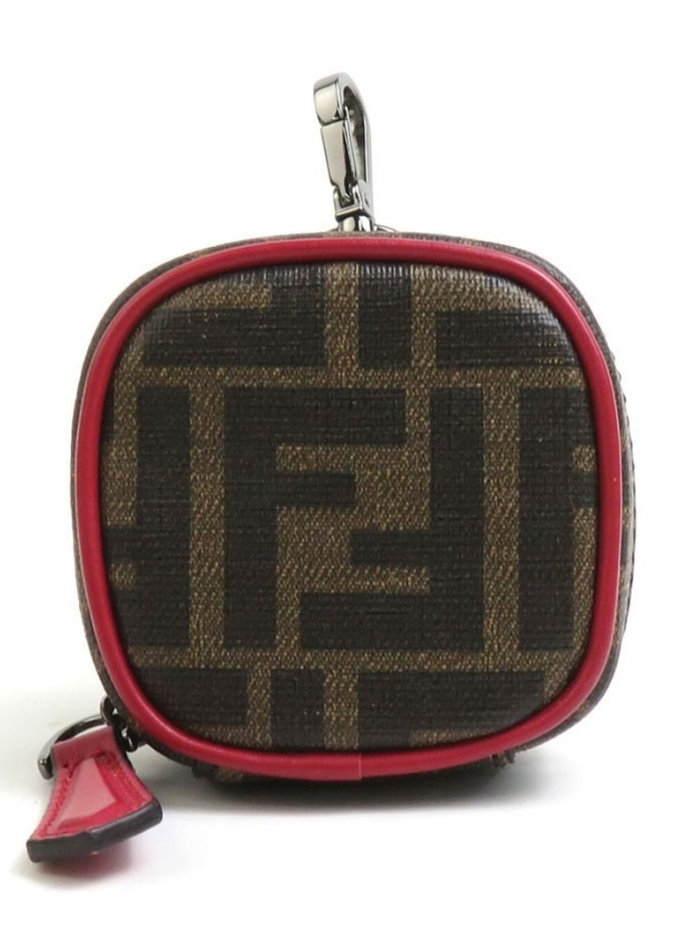 FENDI Zucca Earphone Case Air Pods Case Brown/Red PVC/Silvertone